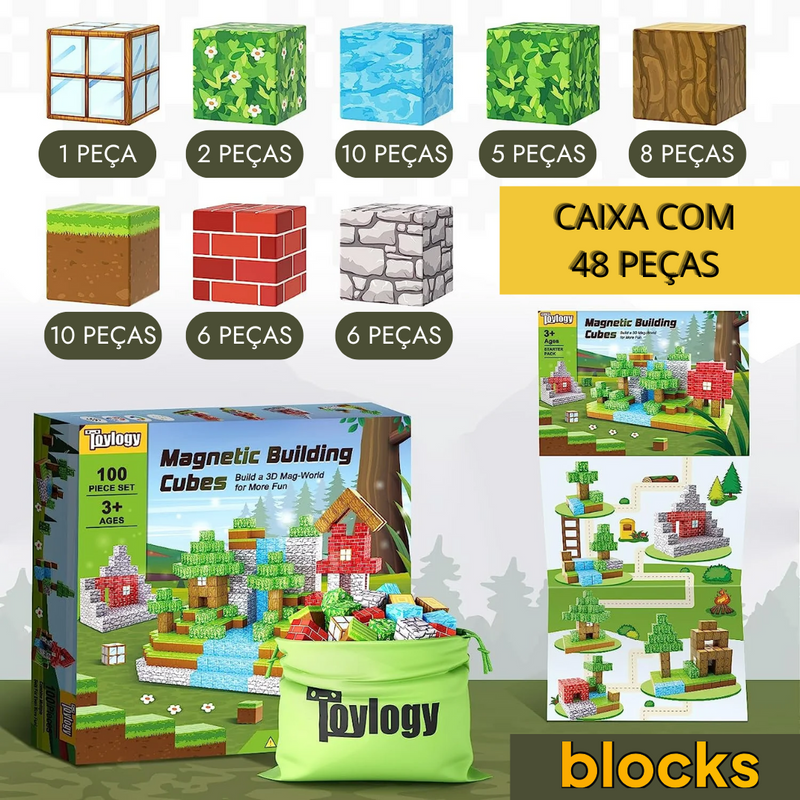 Blocos de Construção Magnética Minecraft - (Compre 1 Leve 2) 48 Blocos