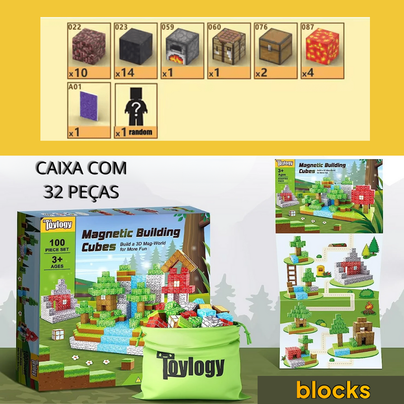 Portal do Nether Minecraft + Bonecos Exclusivos - 32 / 48 / 77 Peças