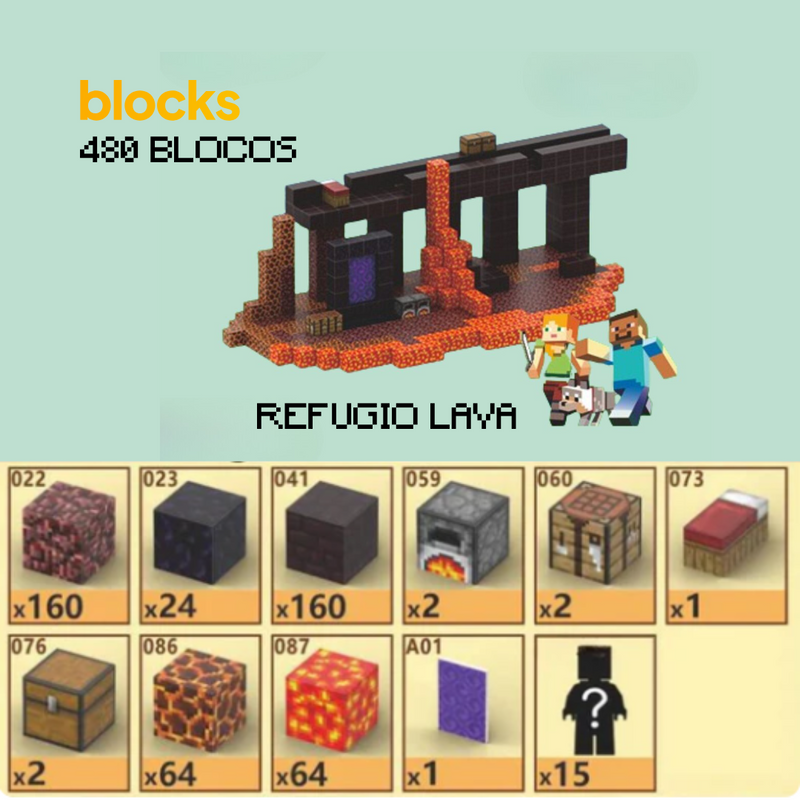 Refúgio Lava Minecraftt® (480 Blocos)