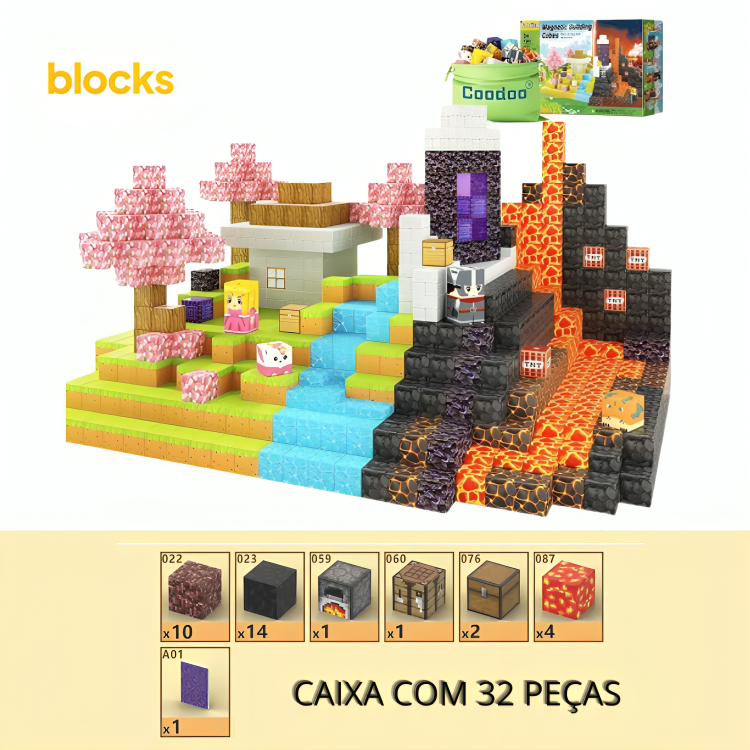 Portal do Nether Kit Completo Minecraft - 32 / 48 / 80 Peças