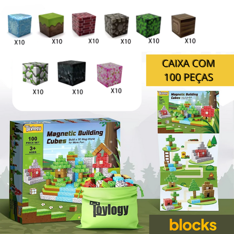 Blocos de Construção Magnética Minecraft - 50 / 75 / 100 Peças